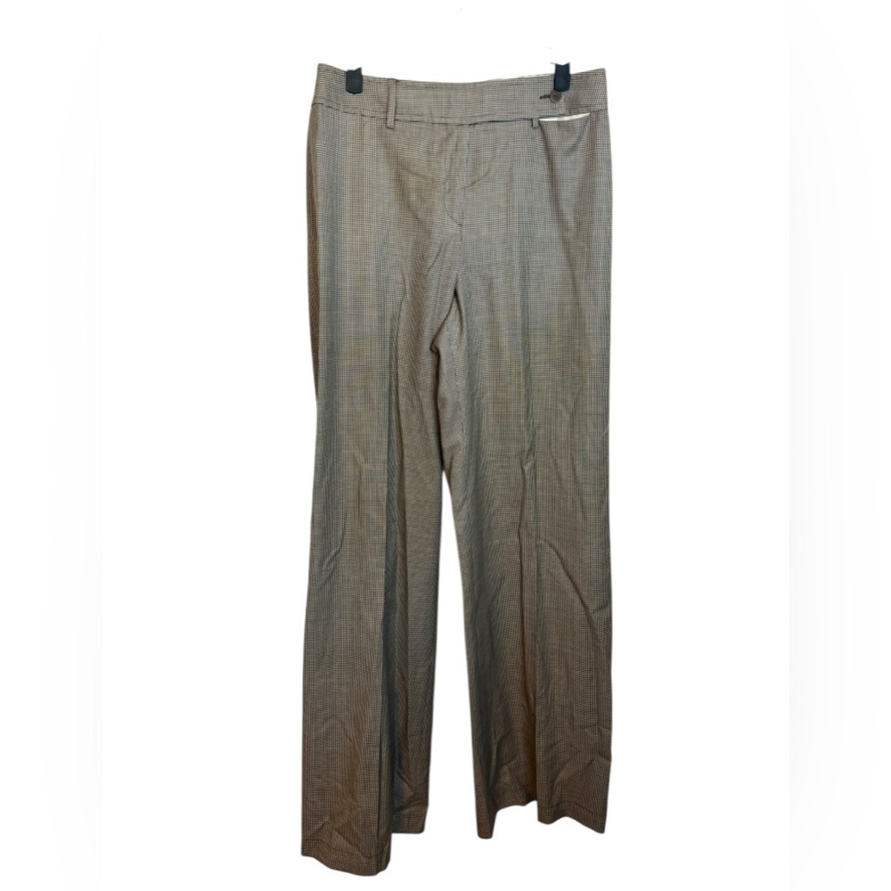 Giorgio Armani Brown Houndstooth Wool Wide Leg Pants